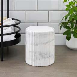 Marble Effect Ribbed Resin Bathroom Swing Bin - thumbnail 1