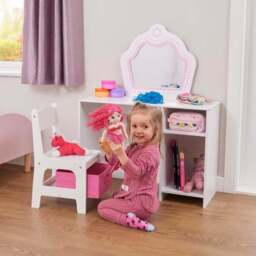 Liberty House Toys Dressing Table with Storage Chair - thumbnail 3