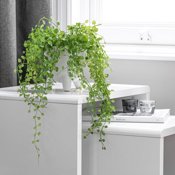 Artificial Trailing Plant in White Footed Plant Pot - image 1