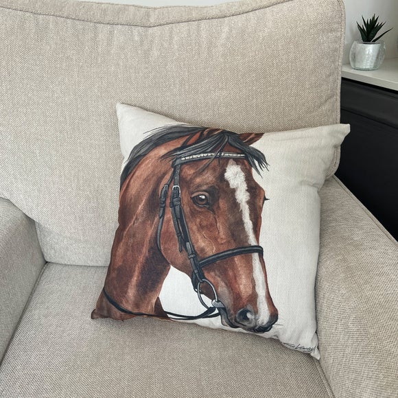 Christine Varley Brown Bay Horse Square Cushion - image 1