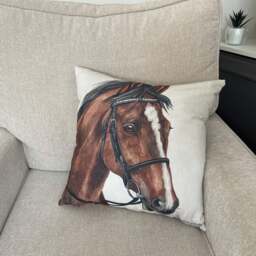 Christine Varley Brown Bay Horse Square Cushion - thumbnail 1