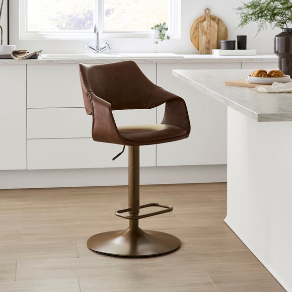 Marley Gaslift Barstool, Faux Leather - image 1