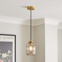 Riley Ribbed Adjustable Pendant Light - thumbnail 1