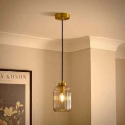 Riley Ribbed Adjustable Pendant Light - thumbnail 2