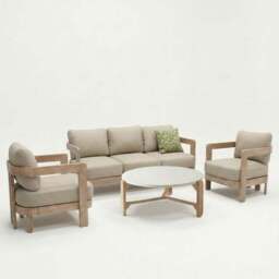 Evora 5 Seater Wood Lounging Set With Coffee Table - thumbnail 2