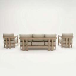Evora 5 Seater Wood Lounging Set With Coffee Table - thumbnail 4