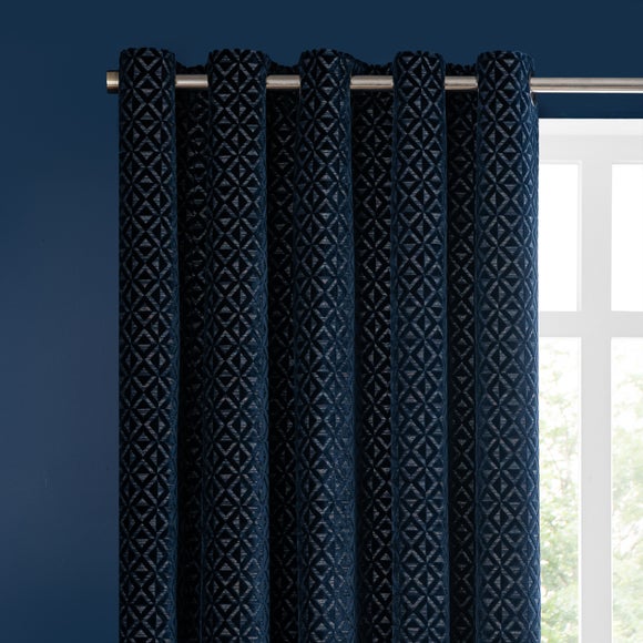 Diamond Geometric Velvet Eyelet Curtains - image 1