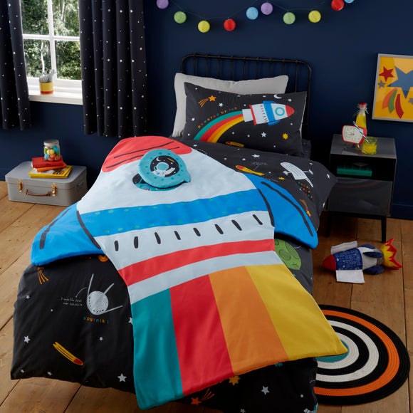 Outer Space Rocket Bedspread by Dunelm - Main Image