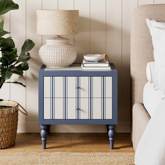 Petit Folkstone Stripe Wide 2 Drawer Bedside Table - image 1