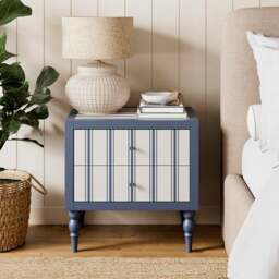 Petit Folkstone Stripe Wide 2 Drawer Bedside Table