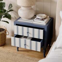 Petit Folkstone Stripe Wide 2 Drawer Bedside Table - thumbnail 2