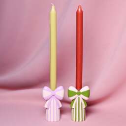 Raspberry Blossom Set of 2 Bow Candlestick Holders - thumbnail 1
