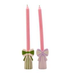Raspberry Blossom Set of 2 Bow Candlestick Holders - thumbnail 3