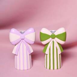 Raspberry Blossom Set of 2 Bow Candlestick Holders - thumbnail 2