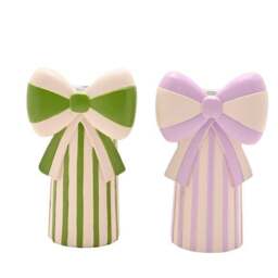 Raspberry Blossom Set of 2 Bow Candlestick Holders - thumbnail 4