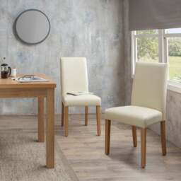 Hugo Set of 2 Dining Chairs, Faux Leather - thumbnail 1