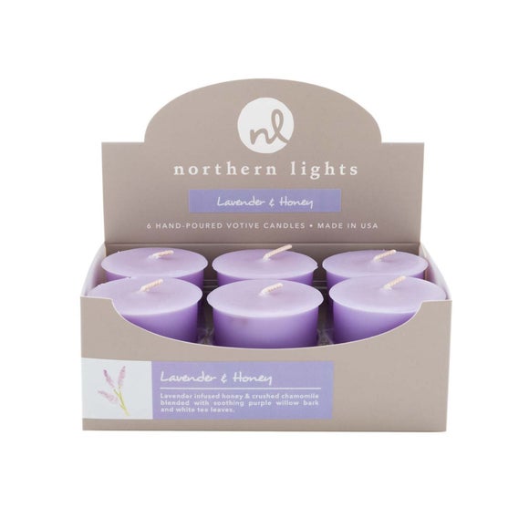 Northern Lights Set of 6 Lavender and Honey Votive Candles - image 1