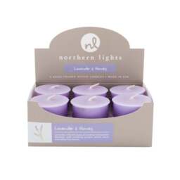 Northern Lights Set of 6 Lavender and Honey Votive Candles - thumbnail 1