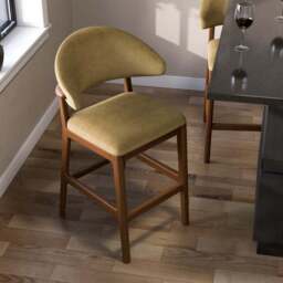 Hugh Dark Stained Counter Height Bar Stool, Velvet - thumbnail 5