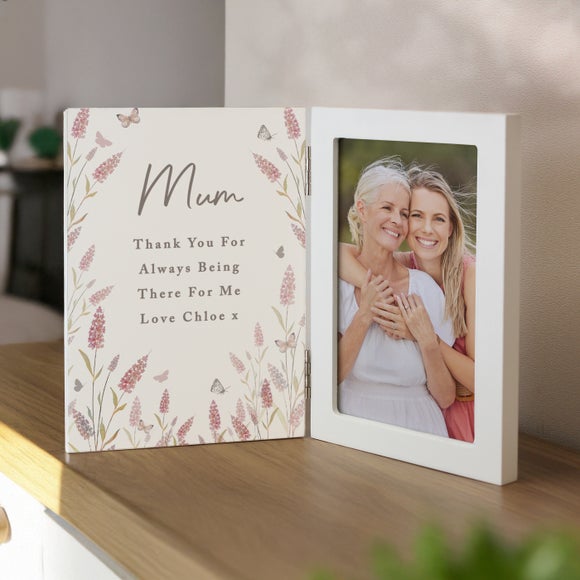 Personalised Floral Wooden Hinged Photo Frame - image 1