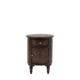 Matola Dark Wood Drum Side Table - thumbnail 4