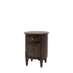 Matola Dark Wood Drum Side Table - thumbnail 5