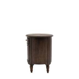 Matola Dark Wood Drum Side Table - thumbnail 6