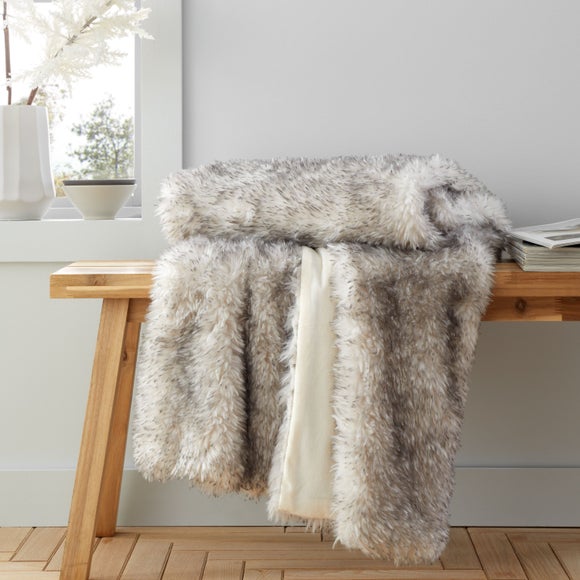 Catherine Lansfield Arctic Fox Throw Blanket 130cm x 170cm - image 1
