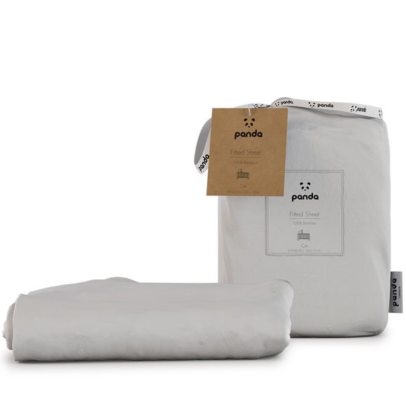 Pack of 2 Panda Kid's Bamboo White Cot Fitted Sheets - image 1