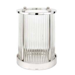 Silver & Ribbed Glass Hurricane Candle Holder - thumbnail 4