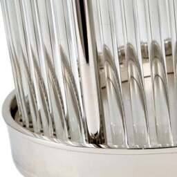 Silver & Ribbed Glass Hurricane Candle Holder - thumbnail 2