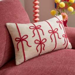 Bow Cotton Square Cushion - thumbnail 1