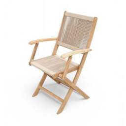 London Square Folding Outdoor Dining Set with 4 Rope Chairs - thumbnail 4