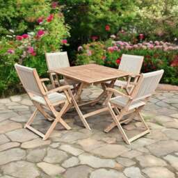 London Square Folding Outdoor Dining Set with 4 Rope Chairs - thumbnail 1