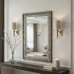 Yearn Carved Antique Bevelled Rectangle Wall Mirror - thumbnail 1