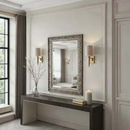 Yearn Carved Antique Bevelled Rectangle Wall Mirror - thumbnail 3