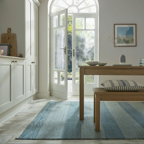 Diamond Flatweave Stripe Wool Rug - image 1