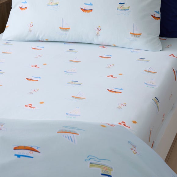 Set of 2 Little Boats Fitted Bed Sheets - image 1