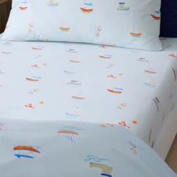 Set of 2 Little Boats Fitted Bed Sheets - thumbnail 1