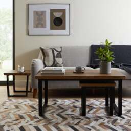 Freddie Nest Coffee Table, Rustic Wood Effect - thumbnail 1