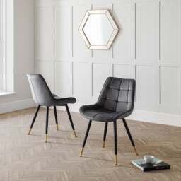 Hadid Set of 2 Dining Chairs, Velvet - thumbnail 1