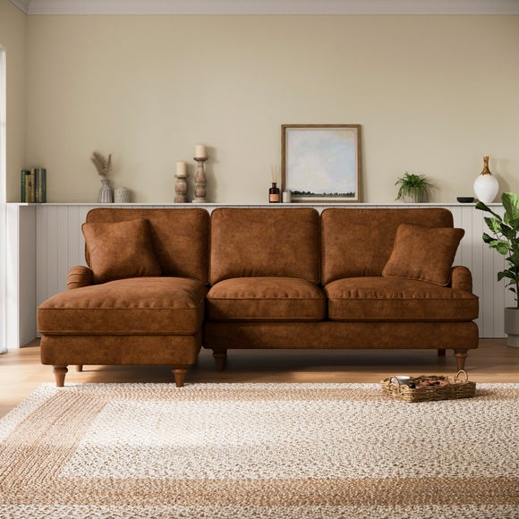Beatrice II Relaxed Faux Leather Corner Chaise Sofa - image 1
