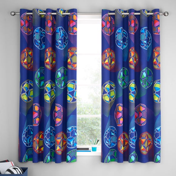 Catherine Lansfield Bright Football Eyelet Curtains - image 1