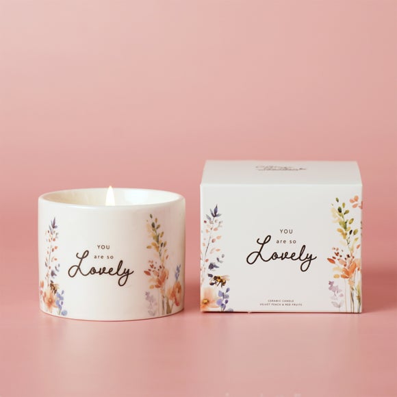 The Cottage Garden Peach Floral Ceramic Candle - image 1