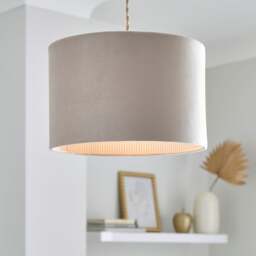 Ticking Stripe Velvet Drum Lamp Shade