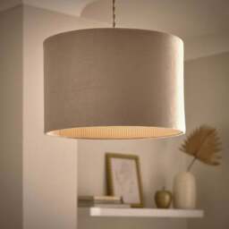 Ticking Stripe Velvet Drum Lamp Shade - thumbnail 2