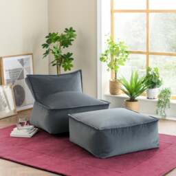 Orson Graphite Footstool Beanbag - thumbnail 1