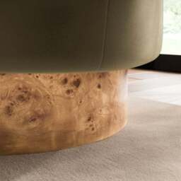 Tova Velvet Swivel Chair with Light Burl Wood Effect Base - thumbnail 5