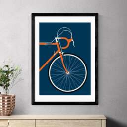 East End Prints Orange Coloured Race Bike Print by Bo Lundberg - thumbnail 1