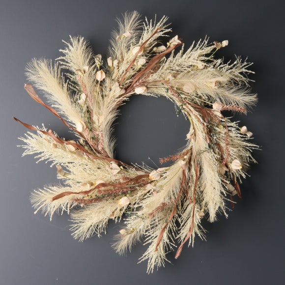 Artificial Faux Pampas Neutrals Wreath - image 1